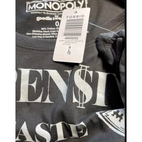 Hasbro L Gray Crew Neck Monopoly Expensive Taste Money Graphic Short Sleeve Tee - Picture 6 of 6